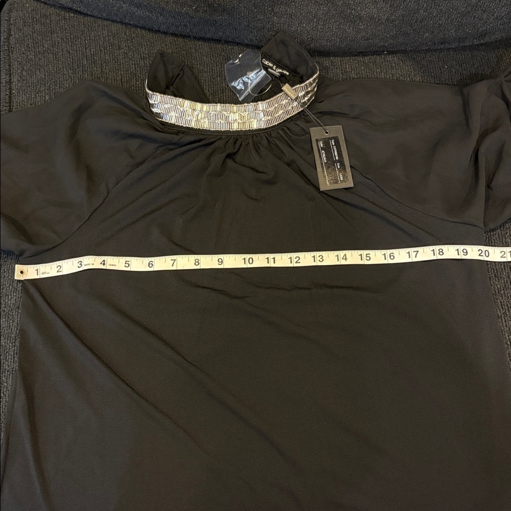 Cable & Gauge Black Blouse with Silver Accents - Picture 12 of 14